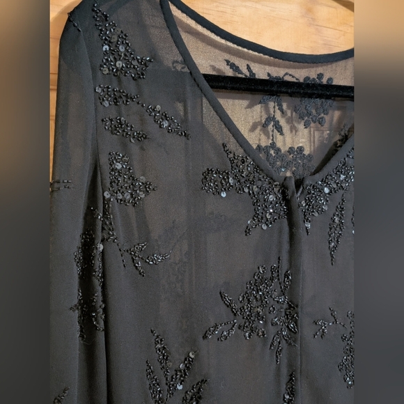 J Kara Black Sequin Embellished Blouse - Picture 8 of 10